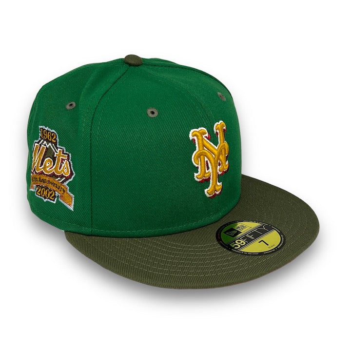 Green New York Mets Orange Bottom 25th Anniversary Side Patch New Era 59FIFTY Fitted 7 3/8