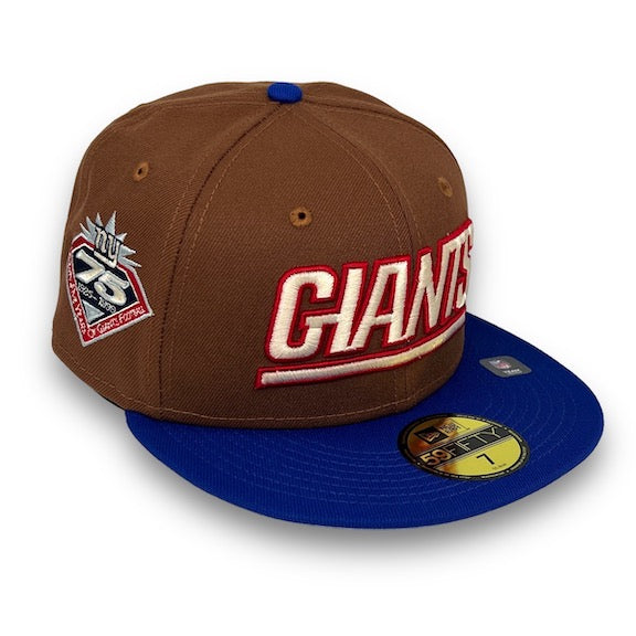 NY Giants 75th Anni. 59FIFTY New Era Brown & Blue Fitted Hat – USA CAP KING