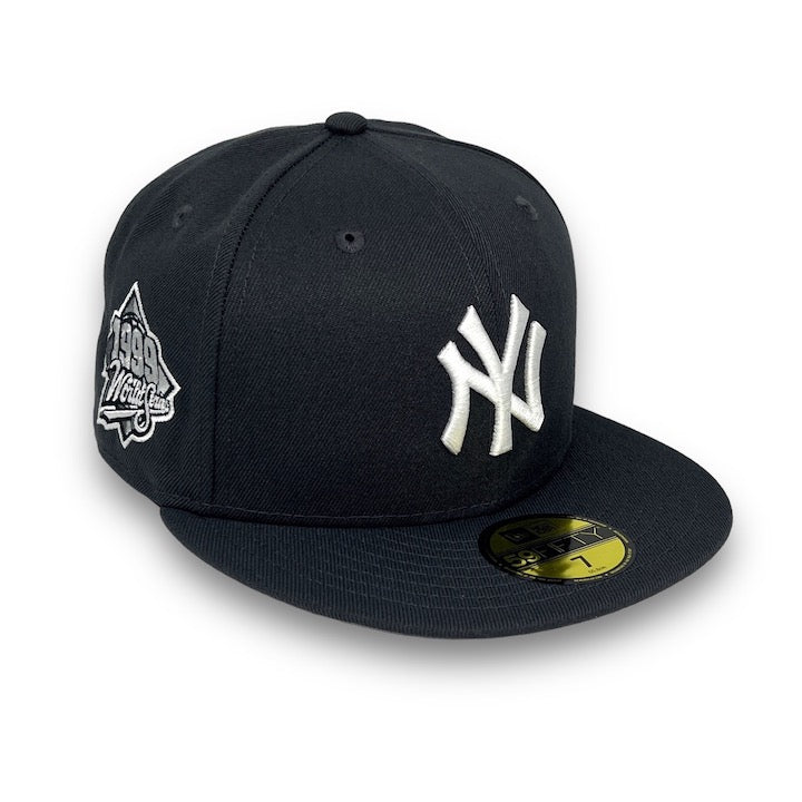 New York Yankees 99 WS 59FIFTY New Era Navy Fitted Hat Pink Bottom