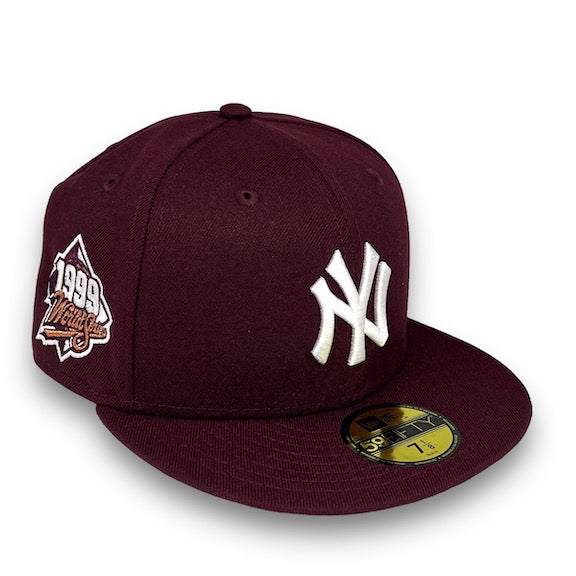 New York Yankees 99 WS 59FIFTY New Era Navy Fitted Hat Pink Bottom