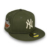 Yankees 99 WS New Era 59FIFTY J5 Olive Hat Snow Grey Botton