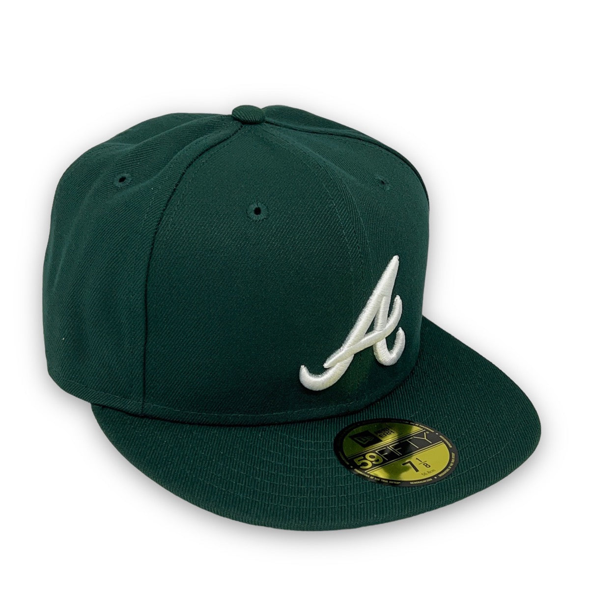 Basic Braves 59Fifty New Era Fitted Dark Green Hat USA CAP KING