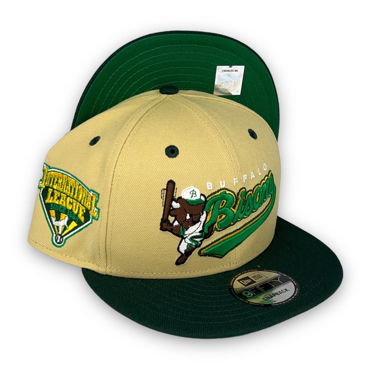 Bisons 59FIFTY New Era Vegas Gold & DK Green Fitted Hat Green Bottom – USA  CAP KING