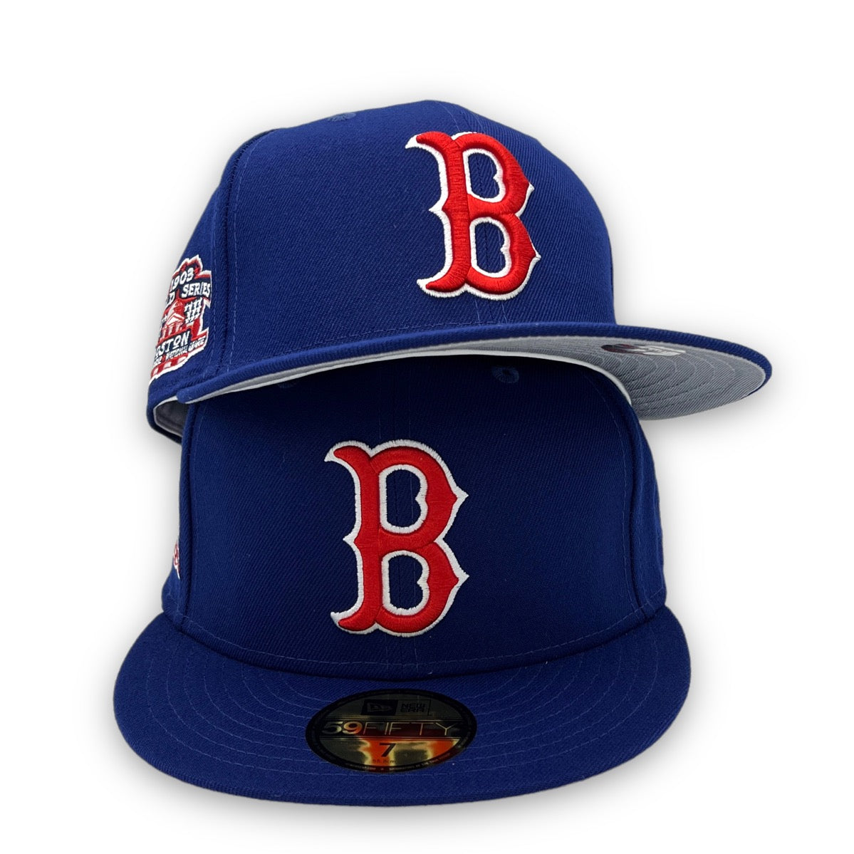 New Era Boston Red Sox 59FIFTY Black Red Logo Fitted Hat Sidepatch 5950 Cap