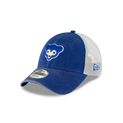 Chicago Cubs Hat New Era 9Forty Snapback Distressed Trucker Blue White Bear  Logo