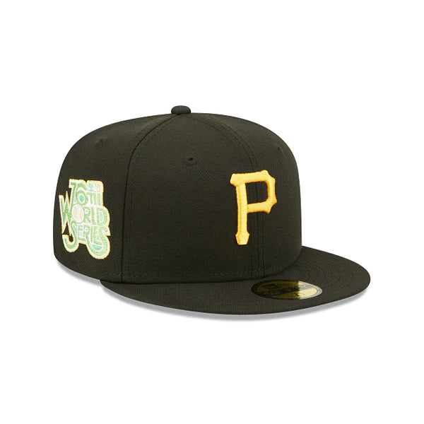 New Era Sidesplit Pittsburgh Pirates 59FIFTY Fitted Black Hat 7 1/4 / Black