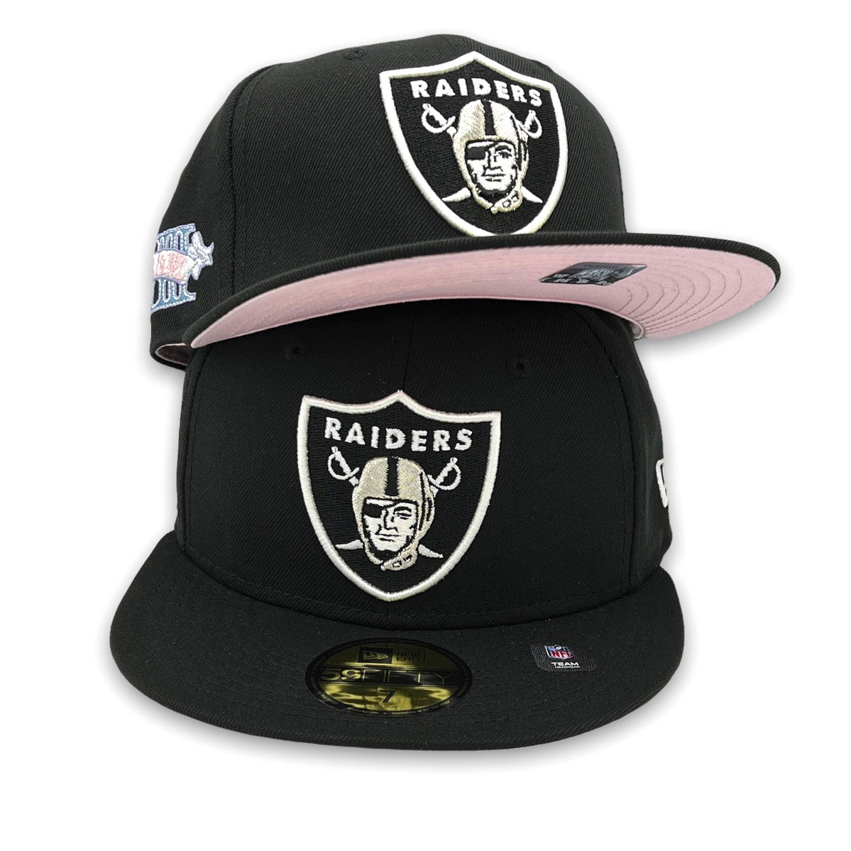 NFL Las Vegas Raiders Logo on Pink w/Black Palm 2-Tone No Slip