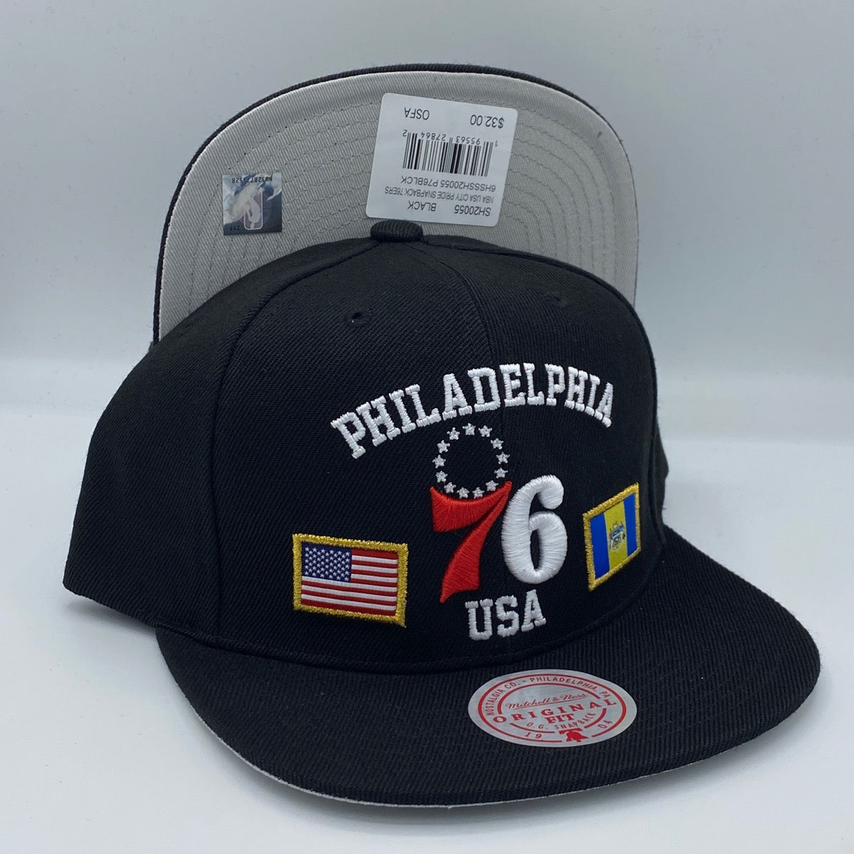 Philadelphia 76ers NBA on The Block Mitchell & Ness Snapback Hat