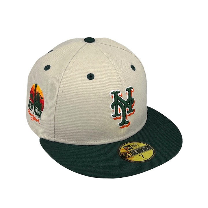 Mets 59FIFTY New Era Stone & DK Green Fitted Hat Green Bottom – USA CAP KING