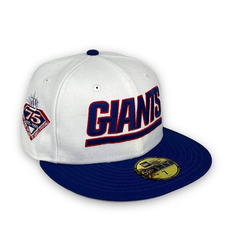 NY Giants 75th Anni. 59FIFTY New Era White & Blue Fitted Hat Grey