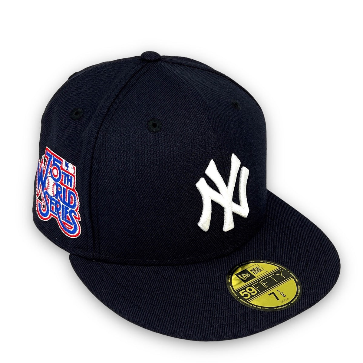 Yankees 75 WS New Era 59FIFTY Navy Fitted Hat Grey Bottom – USA