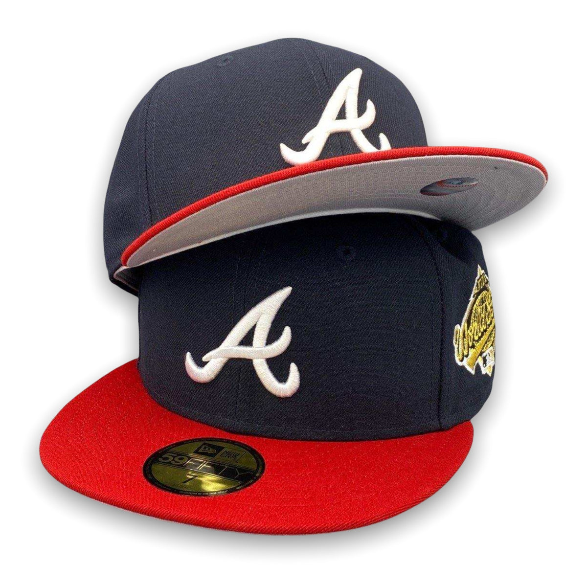 Men's New Era White/Gray Atlanta Braves 1995 World Series Side Patch Peach Undervisor 59FIFTY Fitted Hat