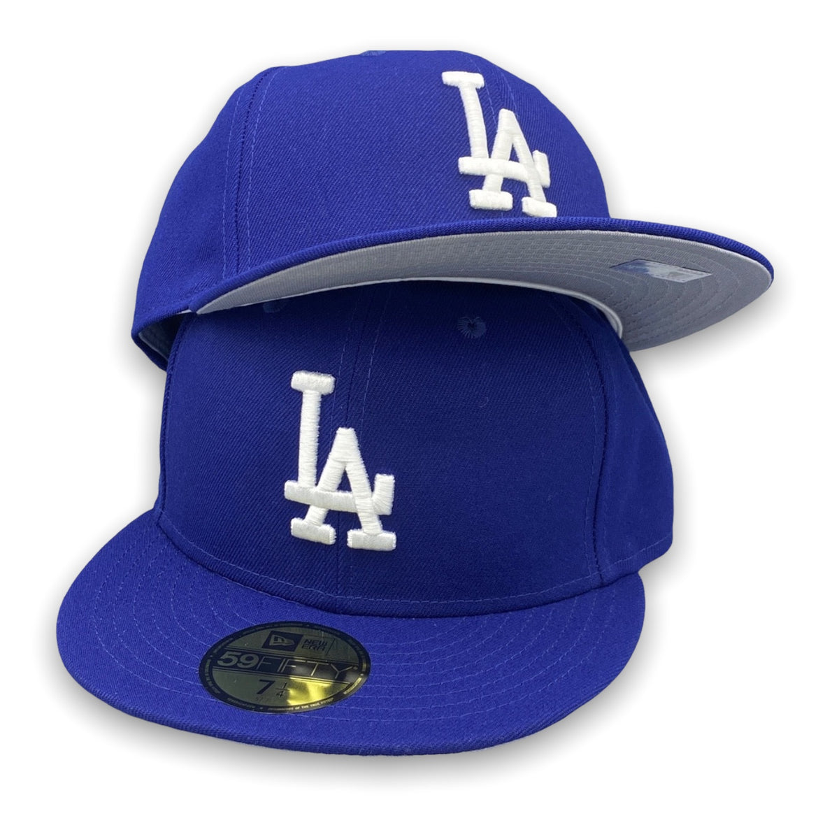 LA Dodgers MLB Baseball Cap New Era 59Fifty 7 1/4 Blue Fitted Hat Genuine  Merch.