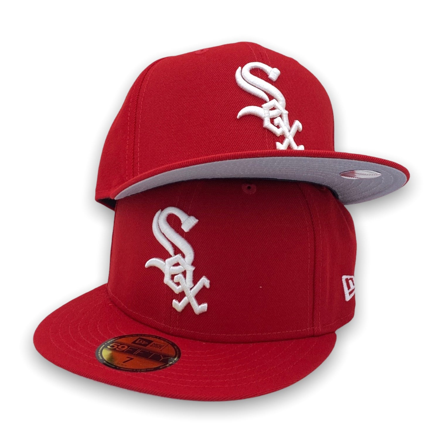 New Era 59Fifty Hat Chicago White Sox MLB Scarlet Red Fitted Headwear Cap  (7 1/2)