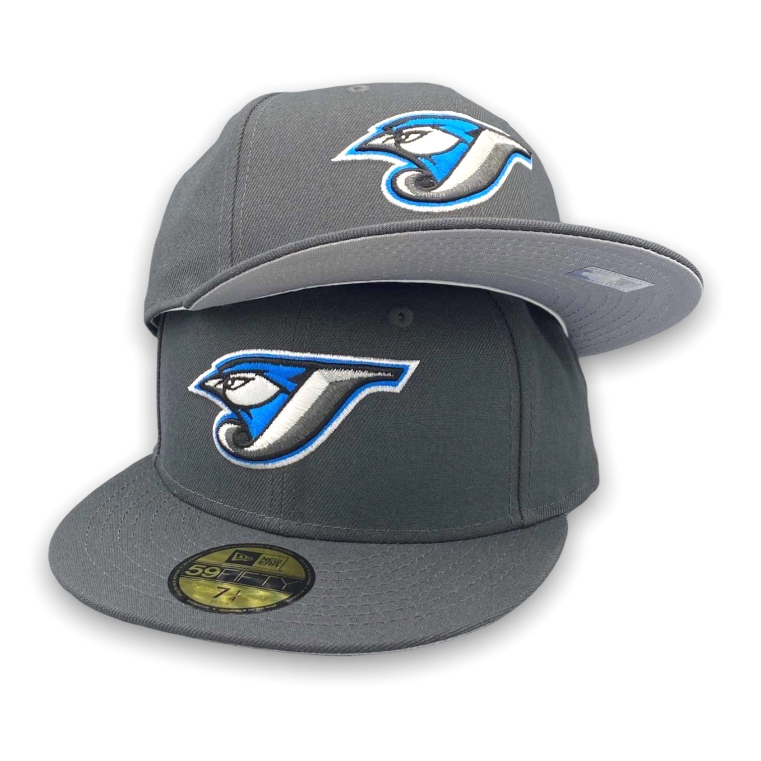 Shop New Era 59Fifty Toronto Blue Jays Grey Under Hat 60291299 black
