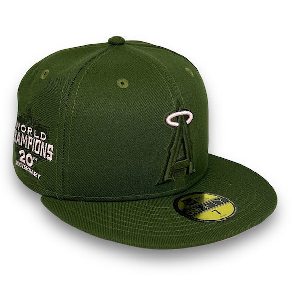 Angels 20th 59FIFTY New Era Alpine Green Fitted Hat Pink Bottom