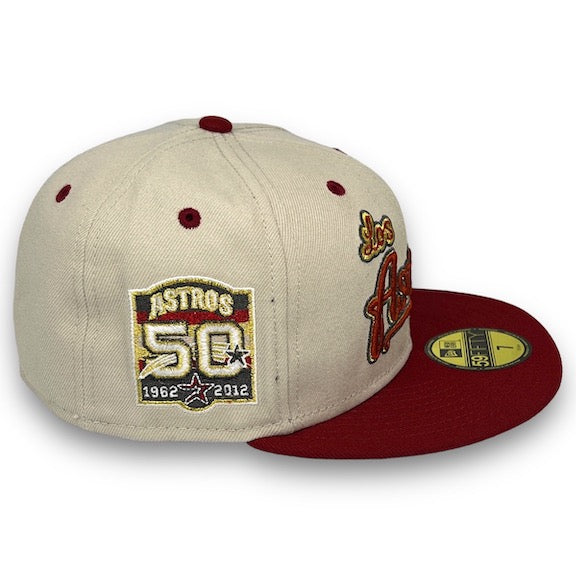 Astros 50th Anni. 59FIFTY New Era Stone & H Red Fitted Hat K. Green Bottom
