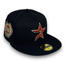 Astros Laurel Side Patch 59FIFTY New Era Black Fitted Hat C Green Bottom