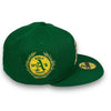 Athletics Laurel Side Patch 59FIFTY New Era Green Fitted Hat Grey Bottom