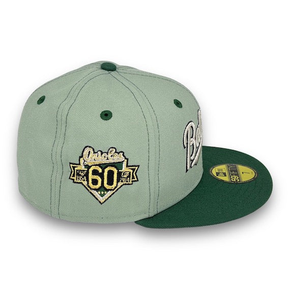 Dark Green Oakland Athletics Yellow Bottom 25th Anniversary New Era 59FIFTY Fitted 7 7/8