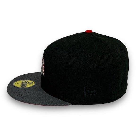 Blackhawks 59FIFTY New Era Black & Graphite Hat Red UV