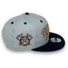 Braves 76 59FIFTY Snow Gray & Light Navy Snapback Hat Kelly Green Botton