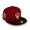 Brewers 25th Anni. 59FIFTY New Era H Red & Brown Fitted Hat Green Bottom