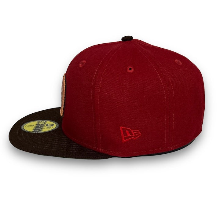 Off White New York Mets Burgundy Visor Gray Bottom 40th Anniversary Side Patch New Era 59FIFTY Fitted 8