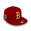 Brooklyn Dodgers 55 WS 59FIFTY New Era Red Fitted Hat Sky Blue Bottom