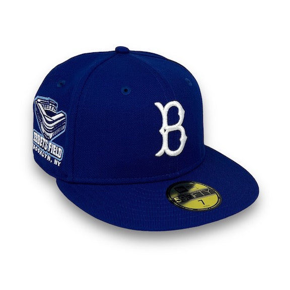Brooklyn Dodgers Ebbets field New Era 59FIFTY Royal Blue Hat Sky Blue Bottom