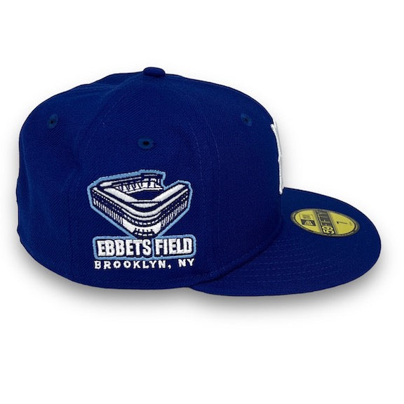 Brooklyn Dodgers Ebbets field New Era 59FIFTY Royal Blue Hat Sky Blue Bottom