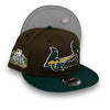 Cardinals 11 WS New Era 9FIFTY Brown & Green Snapback Hat Grey Botton