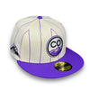 Colorado Rockies Stripes 59FIFTY New Era Off White & Purple Fitted Hat Grey Bottom