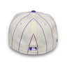 Colorado Rockies Stripes 59FIFTY New Era Off White & Purple Fitted Hat Grey Bottom