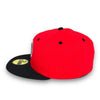 Cubs 100th Anni. New Era 59FIFTY FD Red & Black Hat Snow Grey Botton