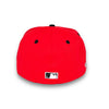 Cubs 100th Anni. New Era 59FIFTY FD Red & Black Hat Snow Grey Botton