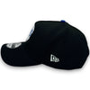 Black baseball cap with a logo on a white background