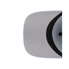 Close-up of a gray and black cap on a white background