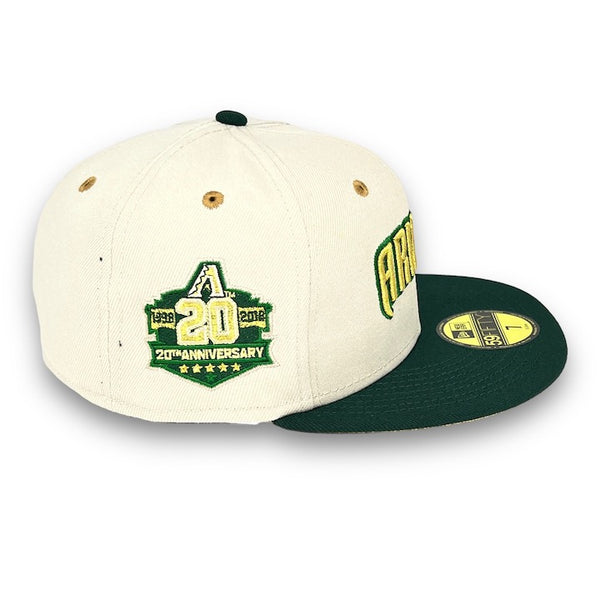 Diamondbacks 20th Anni. New Era 59FIFTY Stone & DK Green Hat Gold Botton