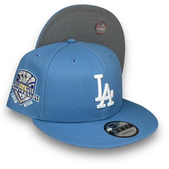 Dodgers 50th New Era 9FIFTY Sky Blue Snapback Hat