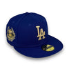 Dodgers Laurel Side Patch 59FIFTY New Era Blue Fitted Hat C Green Bottom