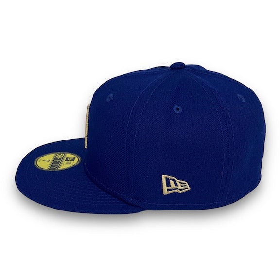 Dodgers Laurel Side Patch 59FIFTY New Era Blue Fitted Hat C Green Bottom