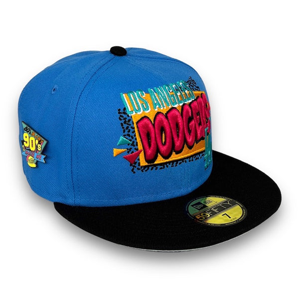 Dodgers Retro 59FIFTY New Era Blue Reef & Black Fitted Hat Snow Grey Bottom