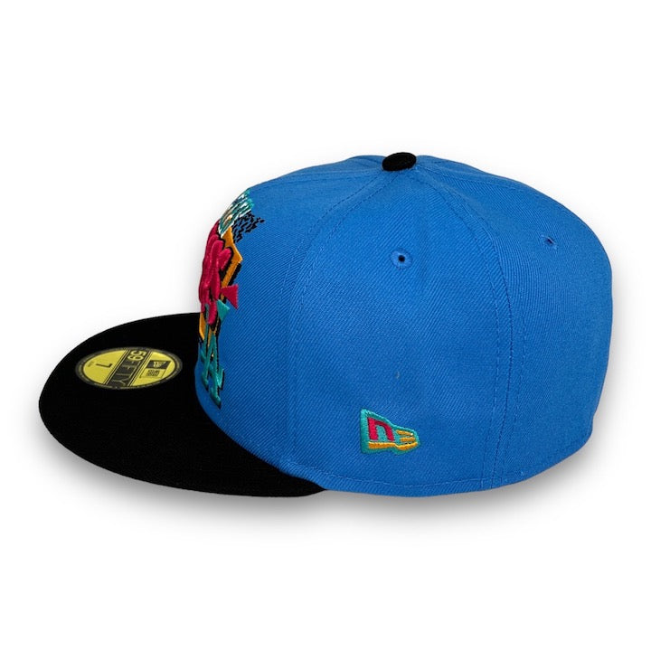 367855 Dodgers Retro 59FIFTY New Era Blue Reef & Black Fitted Hat Snow Grey B