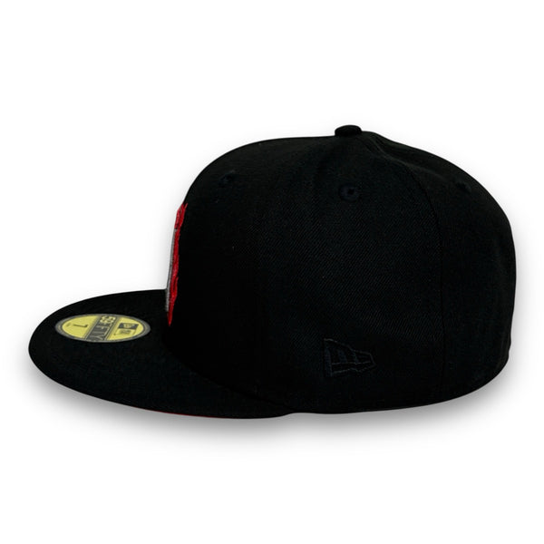 tonal new era flag  - Flaming Anaheim Angels ASG 59FIFTY New Era Black Hat