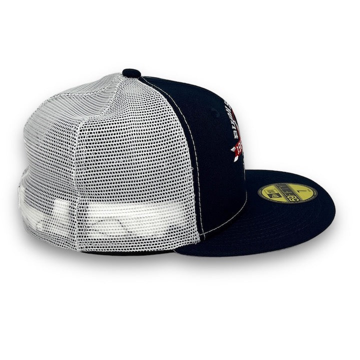 Indianapolis Indians 59FIFTY Trucker New Era White & Light Blue Fitted Hat Grey Bottom