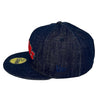 Indians AL New Era 59FIFTY Denim Fitted Hat Green Bottom