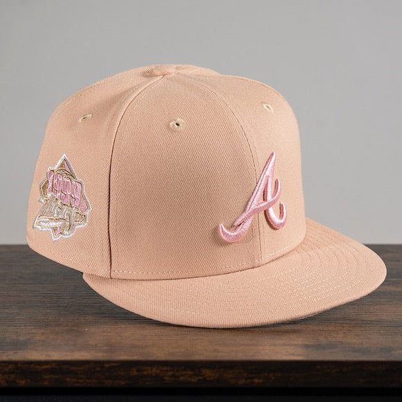 Braves 99WS 59FIFTY Pecan New Era Hat Pink UV