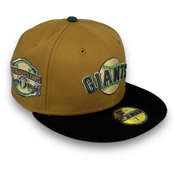 SF Giants 00 59FIFTY New Era Wheat & Black Fitted Hat C. Green Bottom