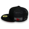 Kinston Indians 59FIFTY Trucker New Era Black Fitted Hat Red Bottom